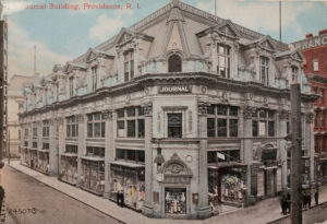 Postcard with hand-colored photograph of the Providence Journal building