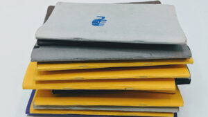stack of sketchbooks